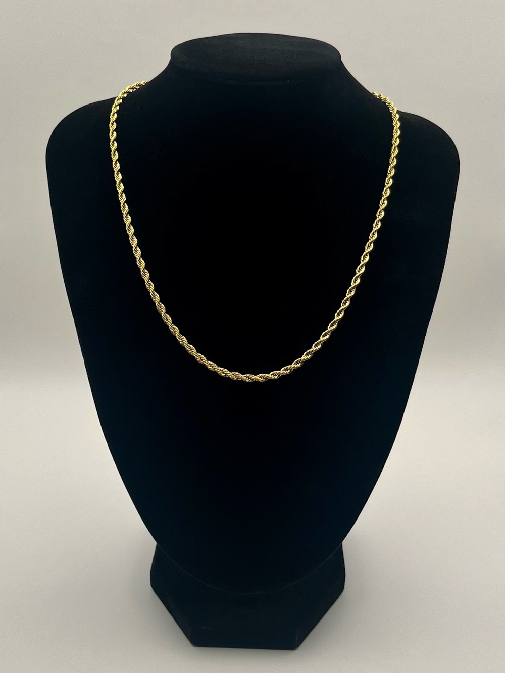 18K Gold PVD Plated 3mm Rope Chain 18” Stainless Steel Necklace